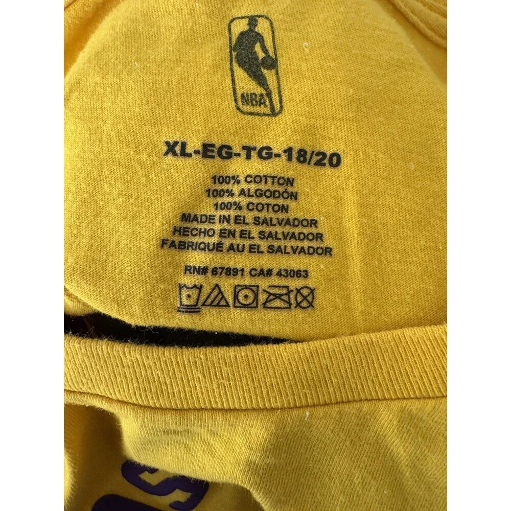 LA Lakers Basketball T-Shirt — NBA Official — Youth XL (18/20) — Gold